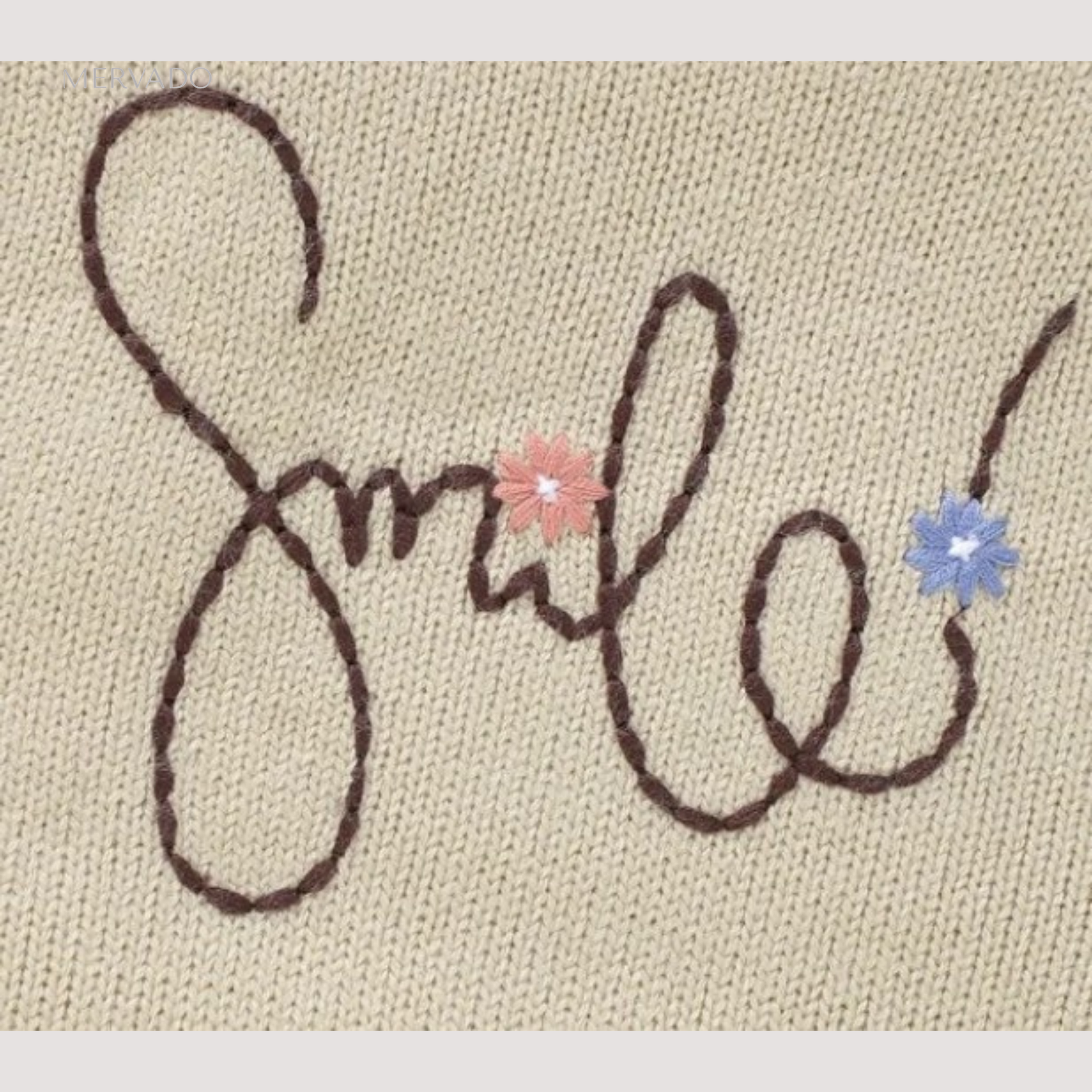 Geborduurde gebreide romper - Mouwloos babyrompertje voor 0-18 maanden