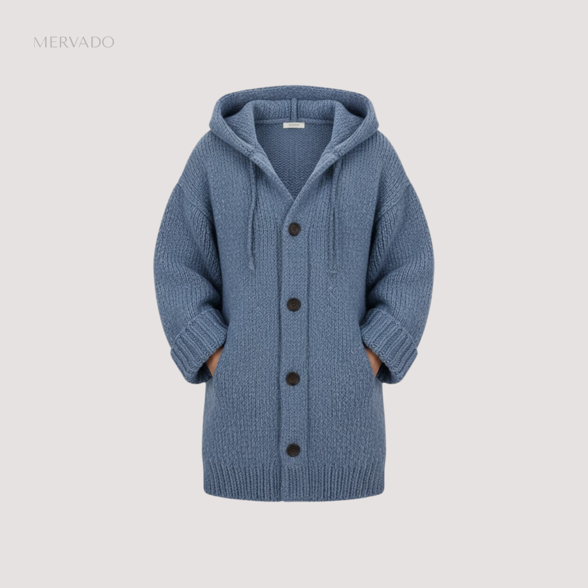 Dames gebreide cardigan met capuchon - warme wintertrui met knoopjes