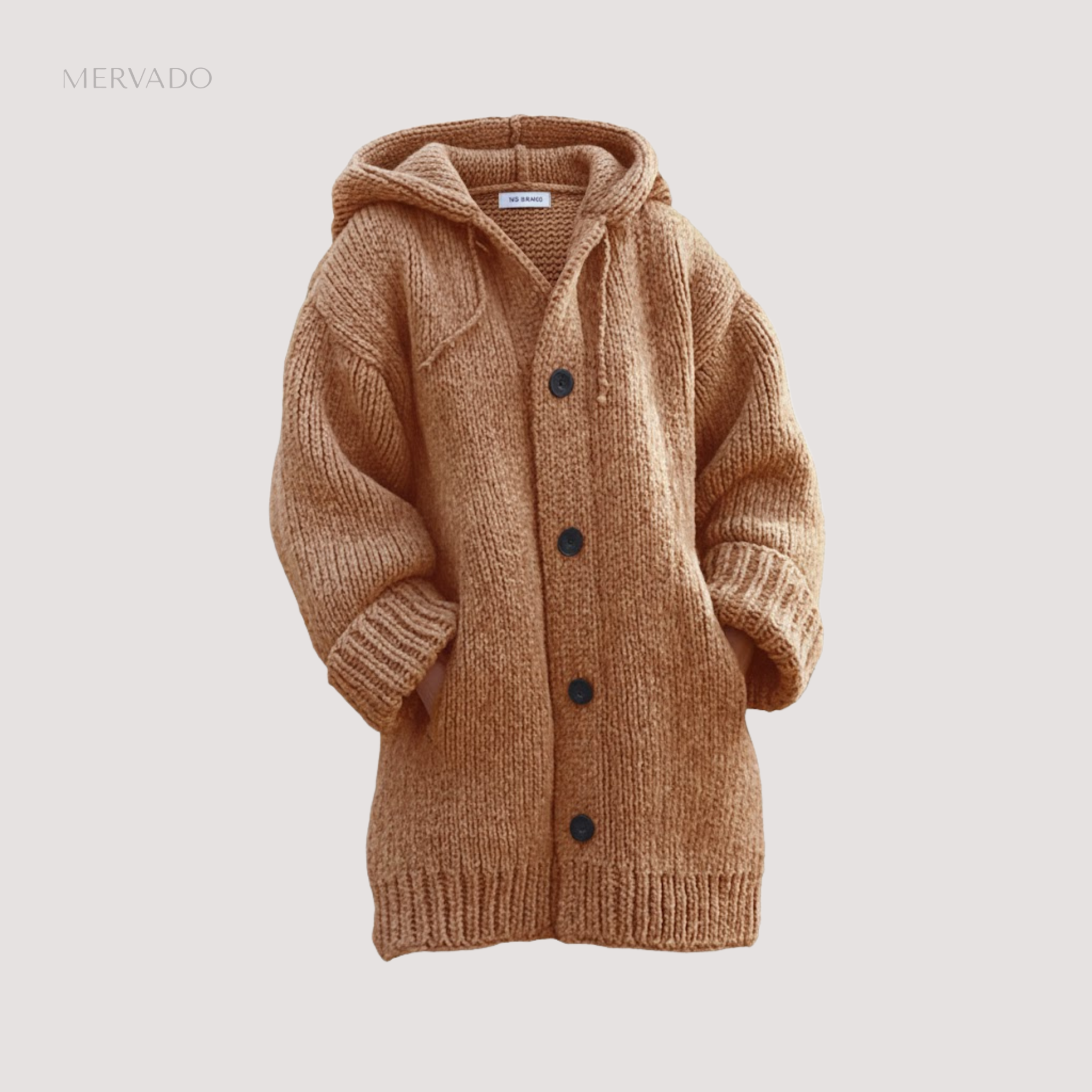 Dames gebreide cardigan met capuchon - warme wintertrui met knoopjes