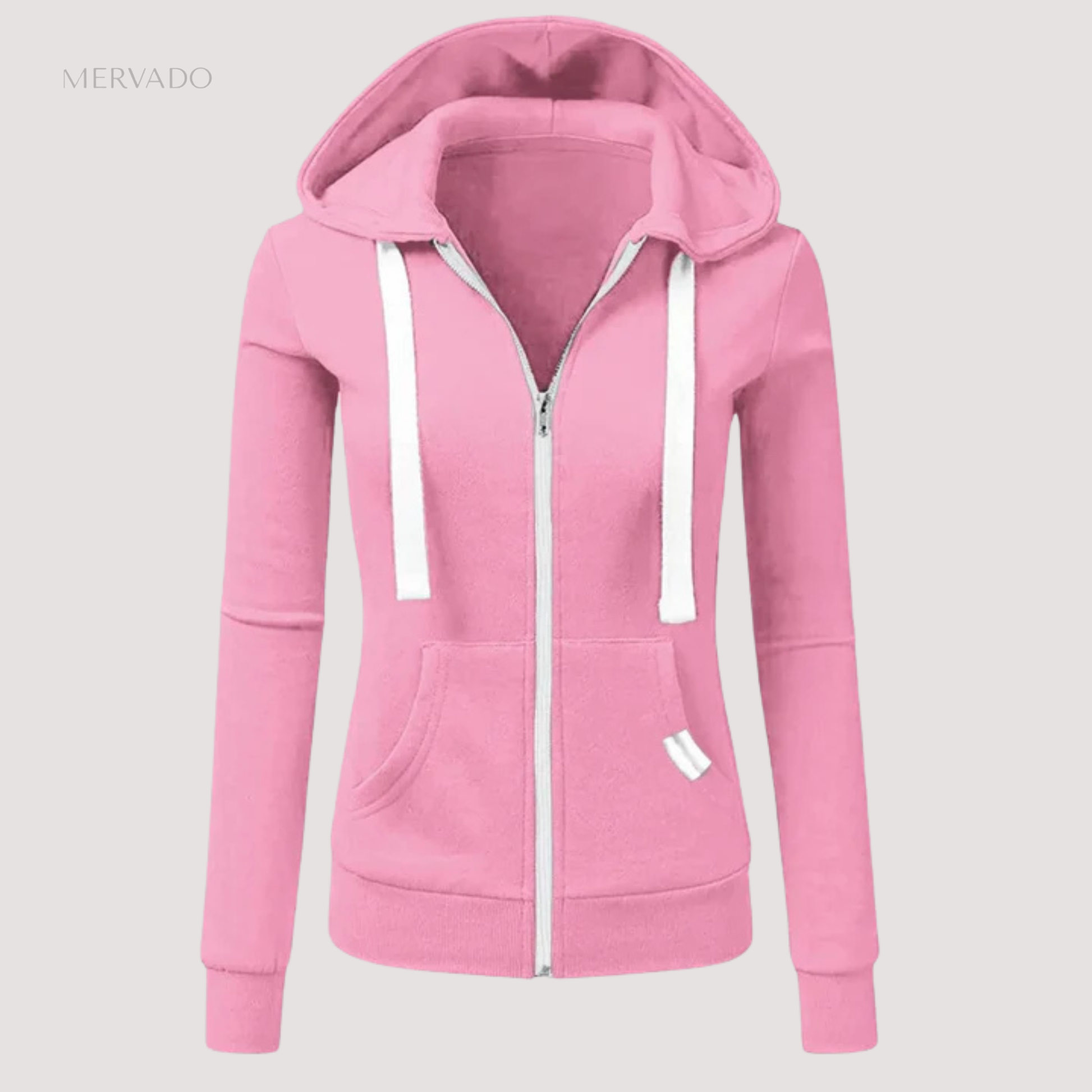 Dames hoodie met capuchon - warme fleece hoodie met rits