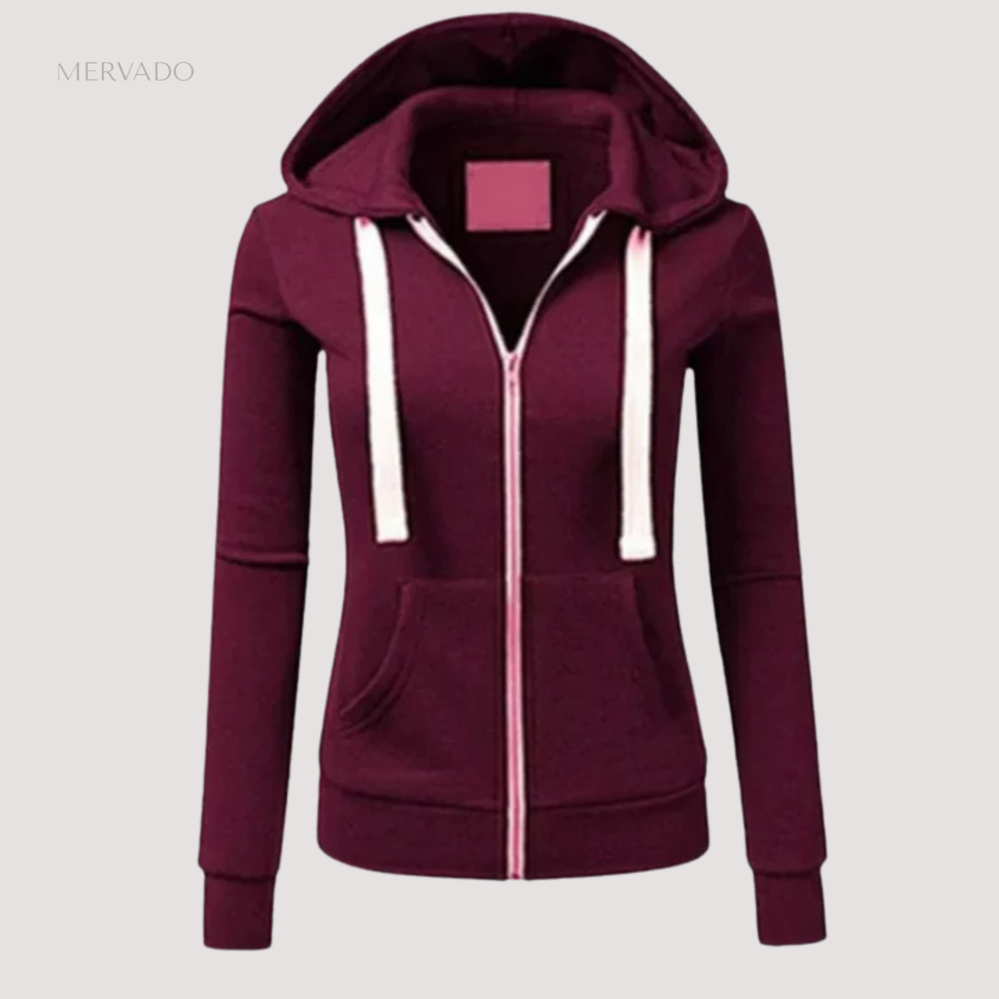 Dames hoodie met capuchon - warme fleece hoodie met rits
