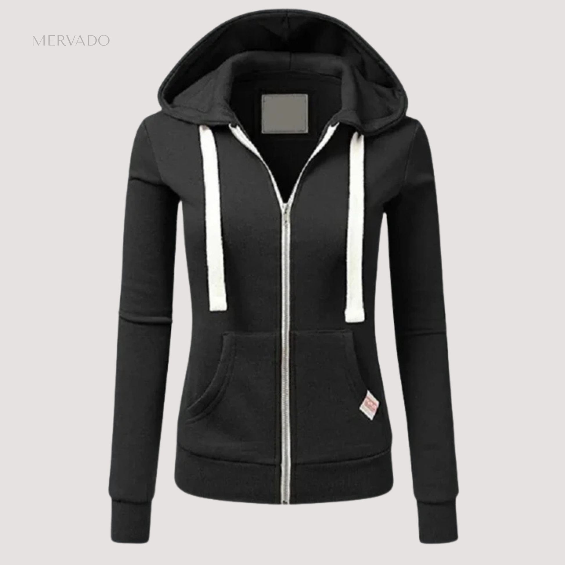 Dames hoodie met capuchon - warme fleece hoodie met rits
