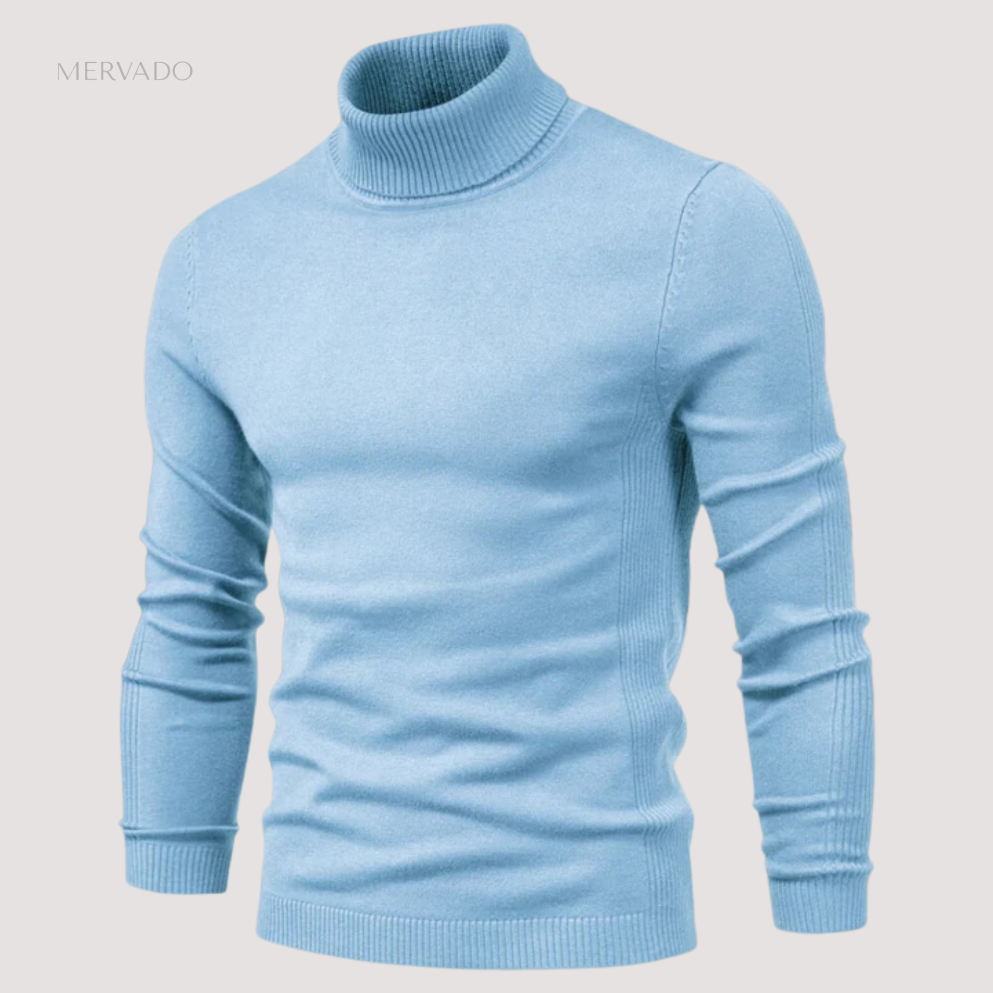 Klassieke coltrui voor heren – effen gebreide wintertop met lange mouwen