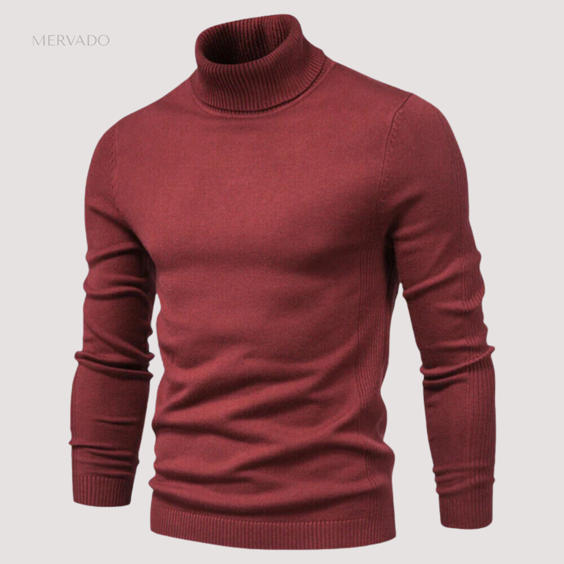 Klassieke coltrui voor heren – effen gebreide wintertop met lange mouwen