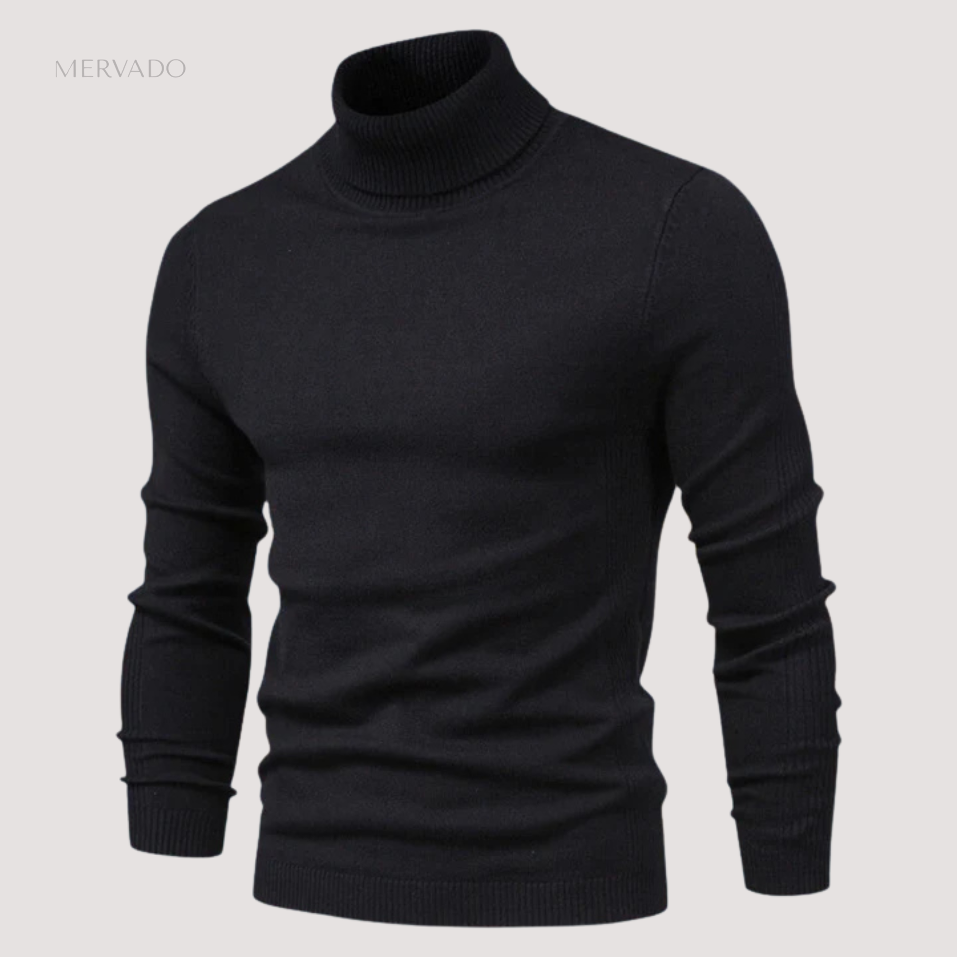 Klassieke coltrui voor heren – effen gebreide wintertop met lange mouwen