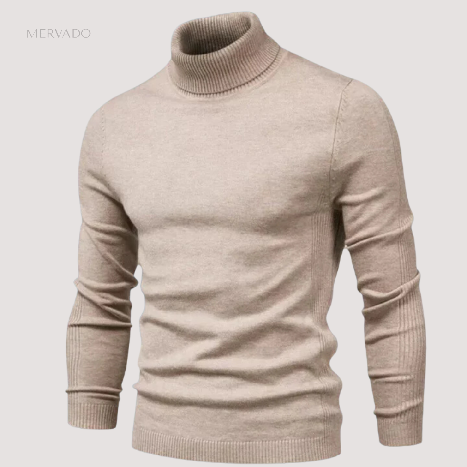 Klassieke coltrui voor heren – effen gebreide wintertop met lange mouwen