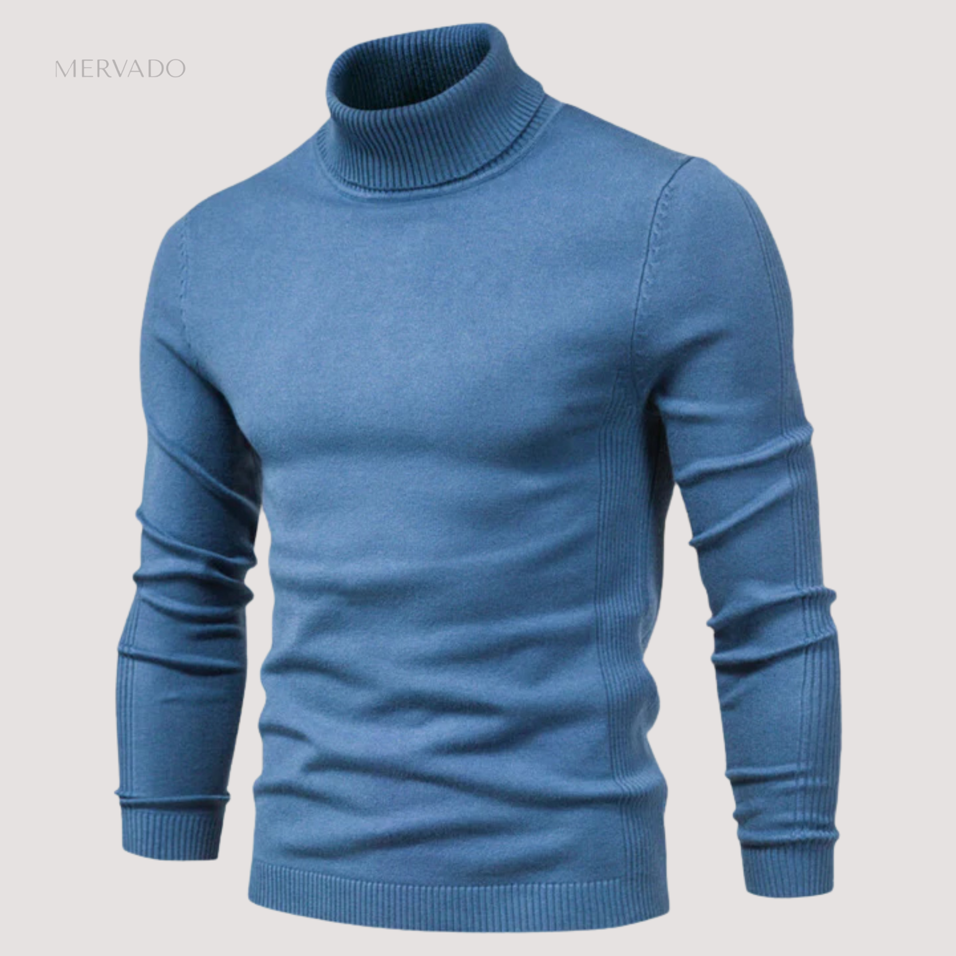 Klassieke coltrui voor heren – effen gebreide wintertop met lange mouwen