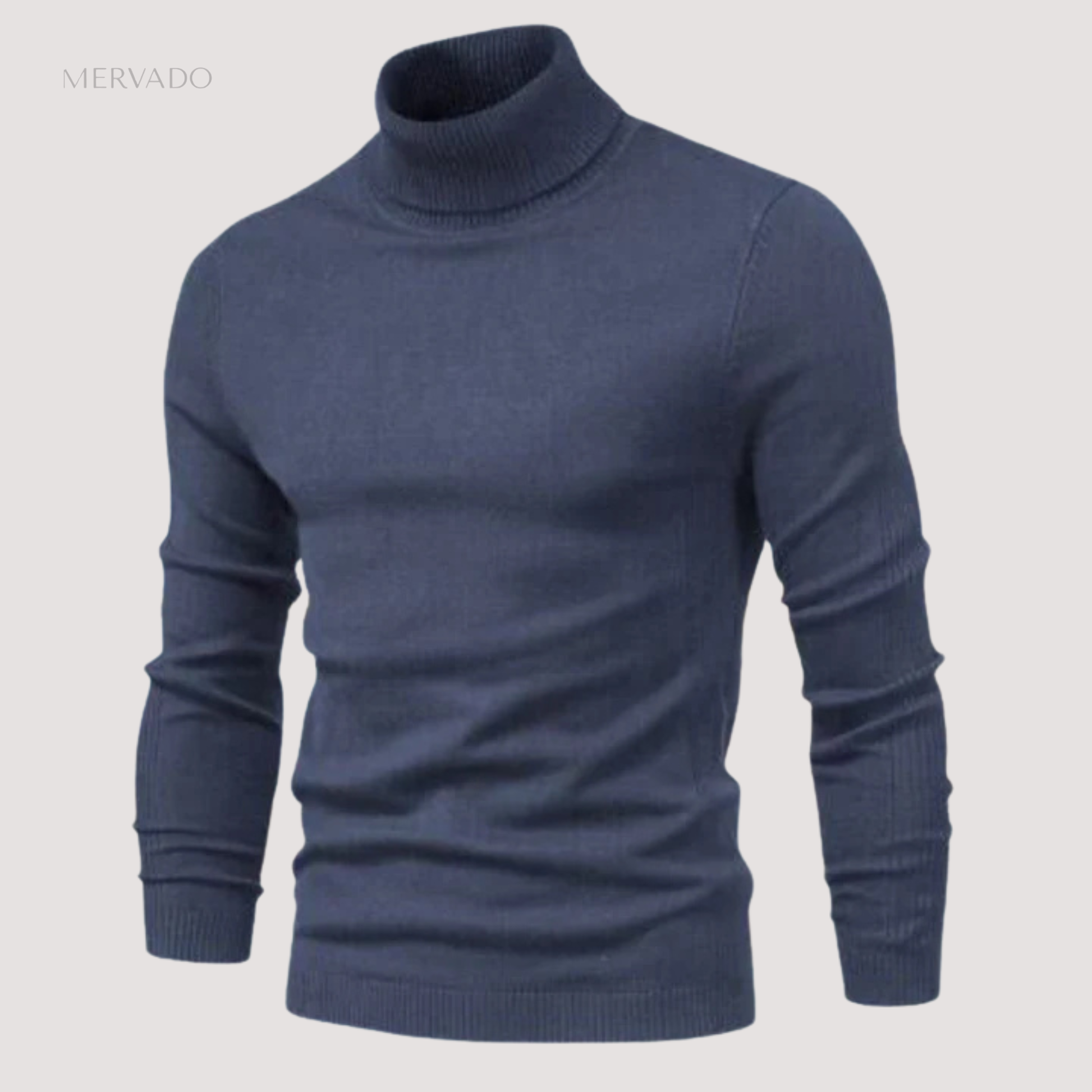 Klassieke coltrui voor heren – effen gebreide wintertop met lange mouwen
