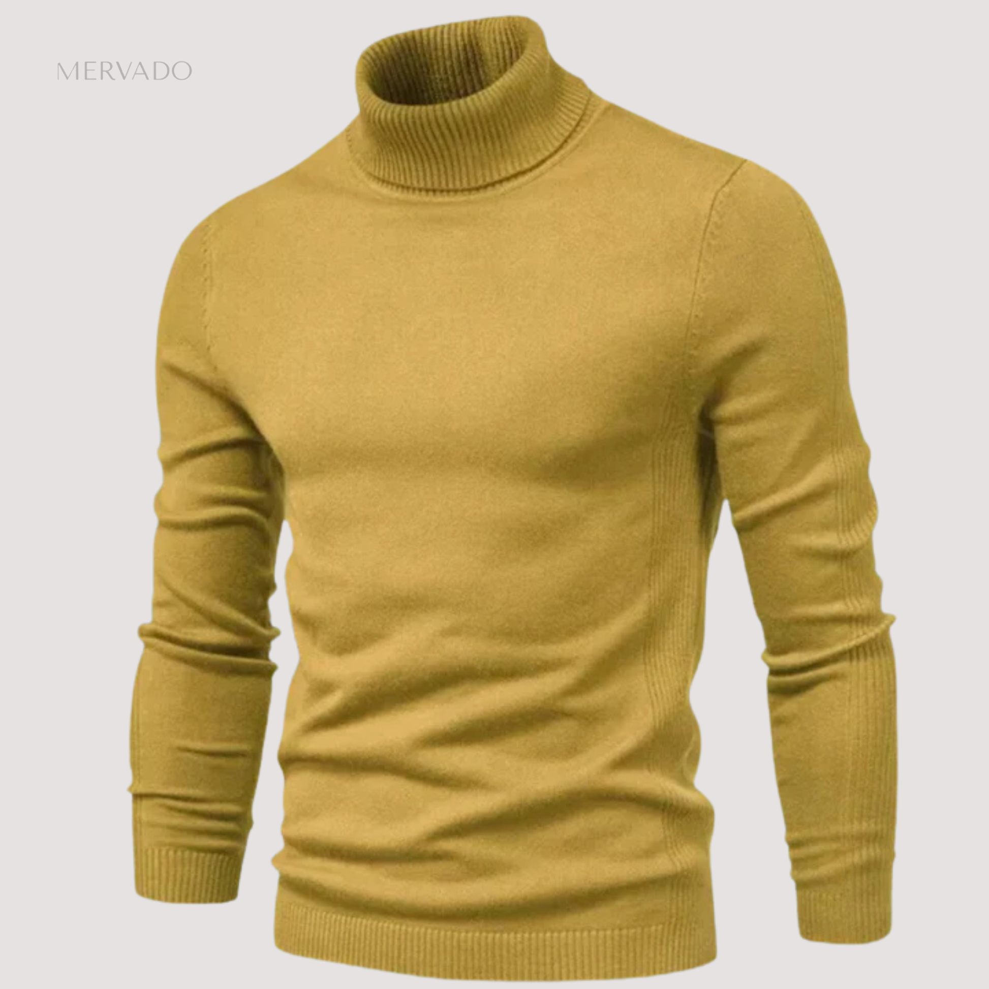 Klassieke coltrui voor heren – effen gebreide wintertop met lange mouwen