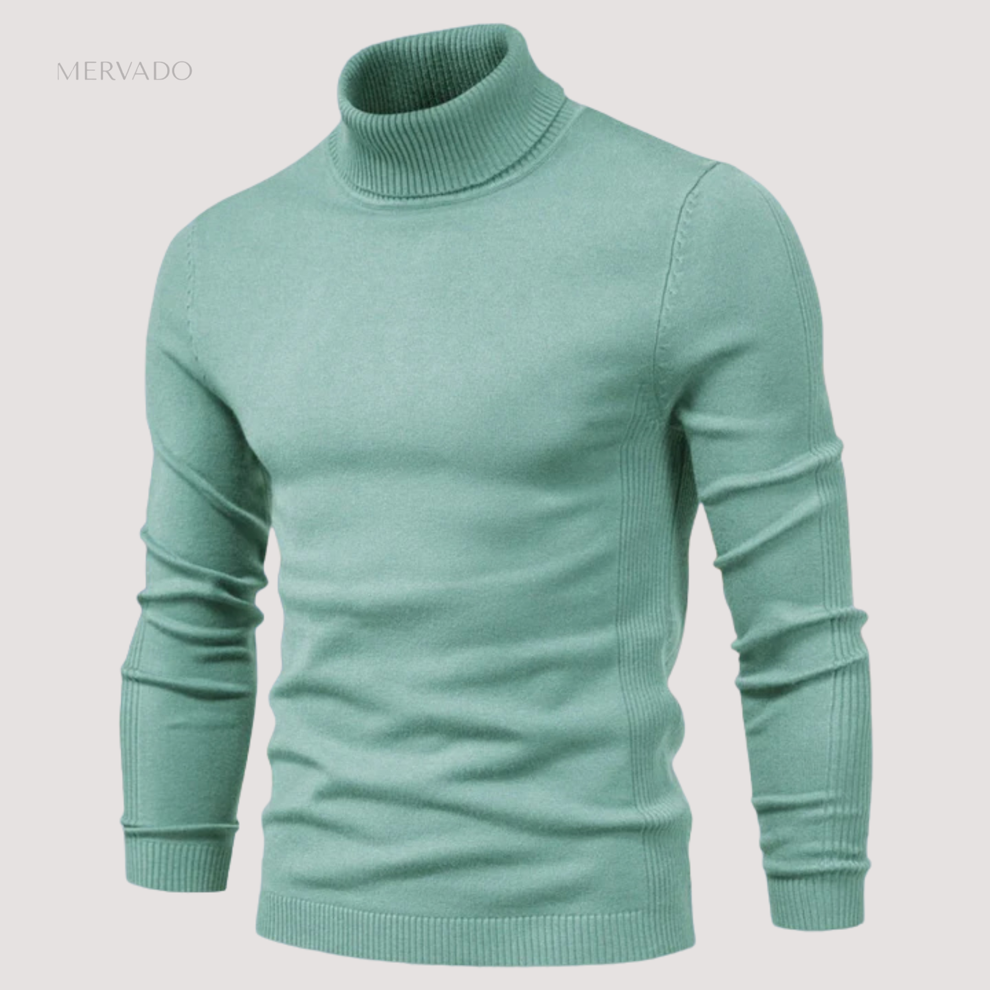 Klassieke coltrui voor heren – effen gebreide wintertop met lange mouwen