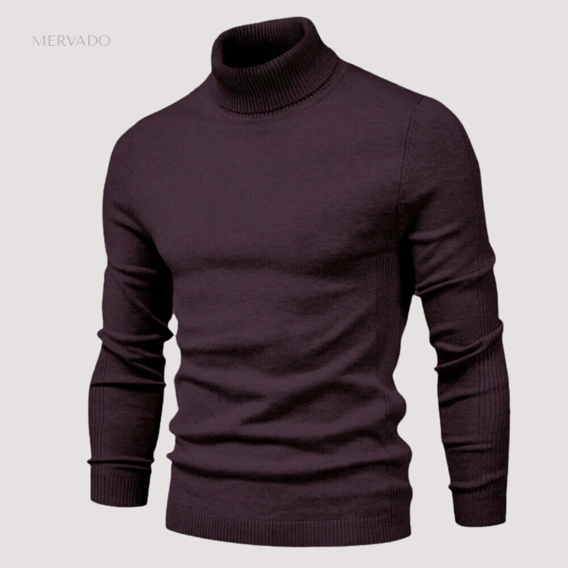 Klassieke coltrui voor heren – effen gebreide wintertop met lange mouwen