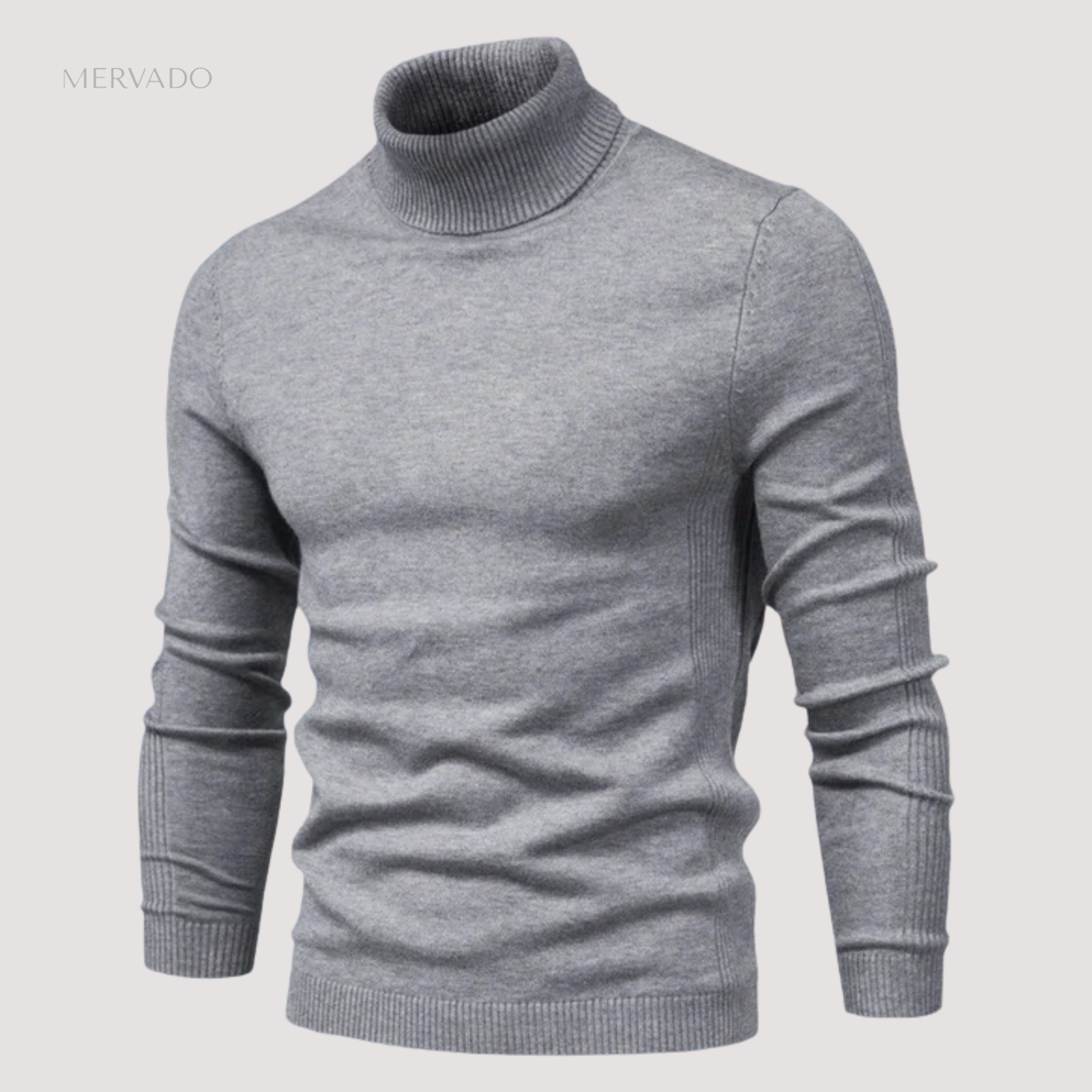 Klassieke coltrui voor heren – effen gebreide wintertop met lange mouwen