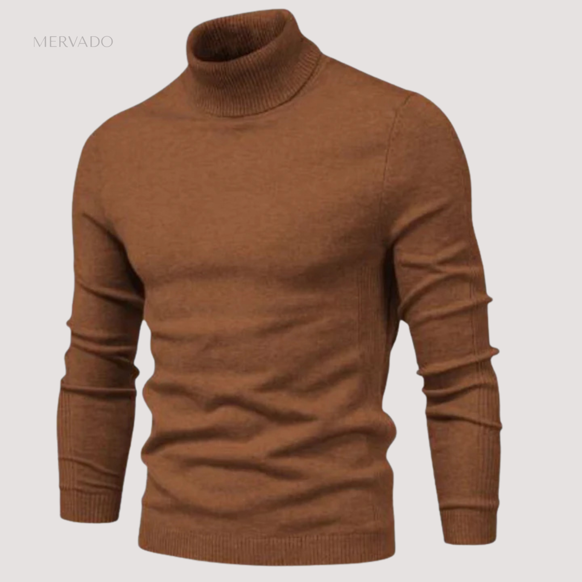 Klassieke coltrui voor heren – effen gebreide wintertop met lange mouwen