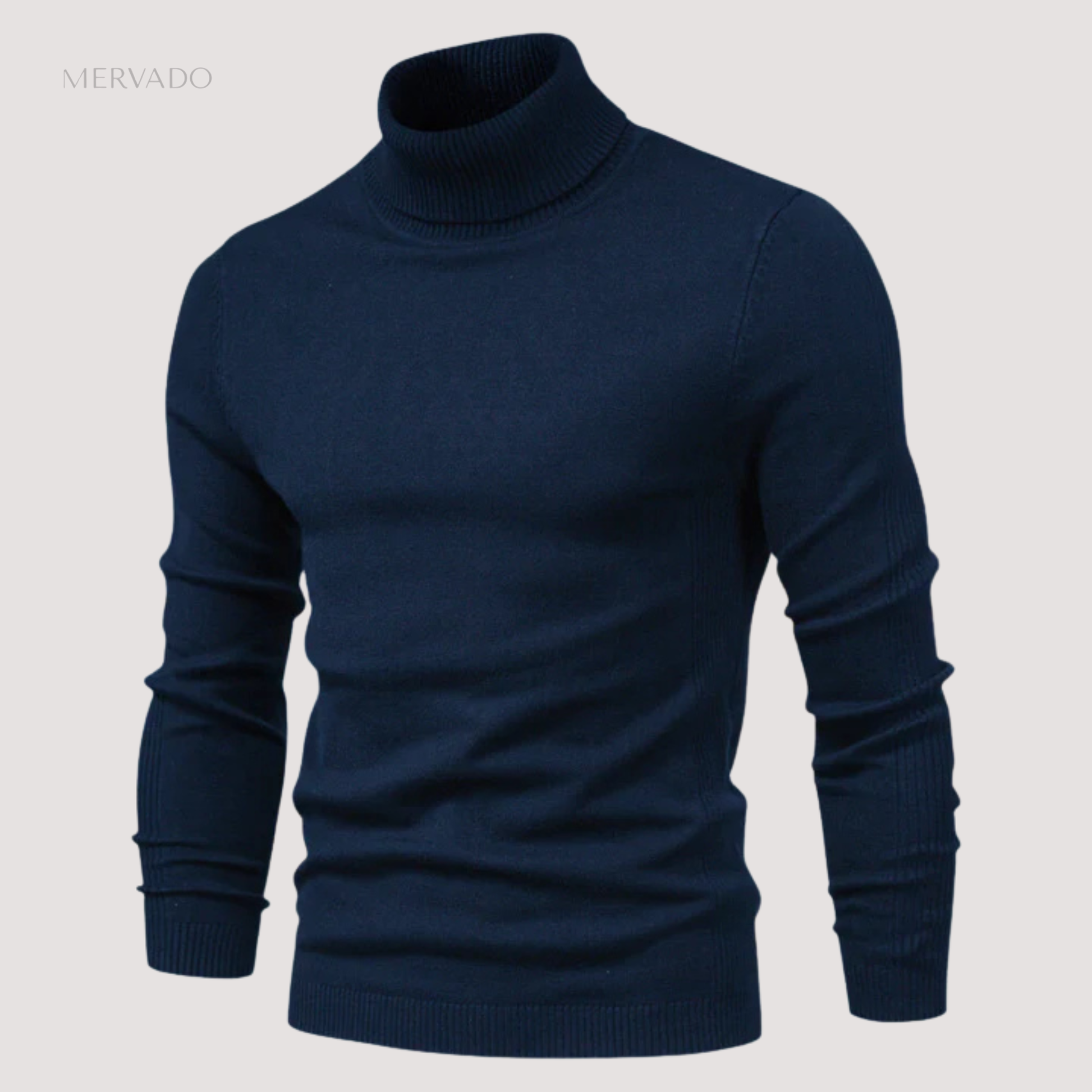 Klassieke coltrui voor heren – effen gebreide wintertop met lange mouwen