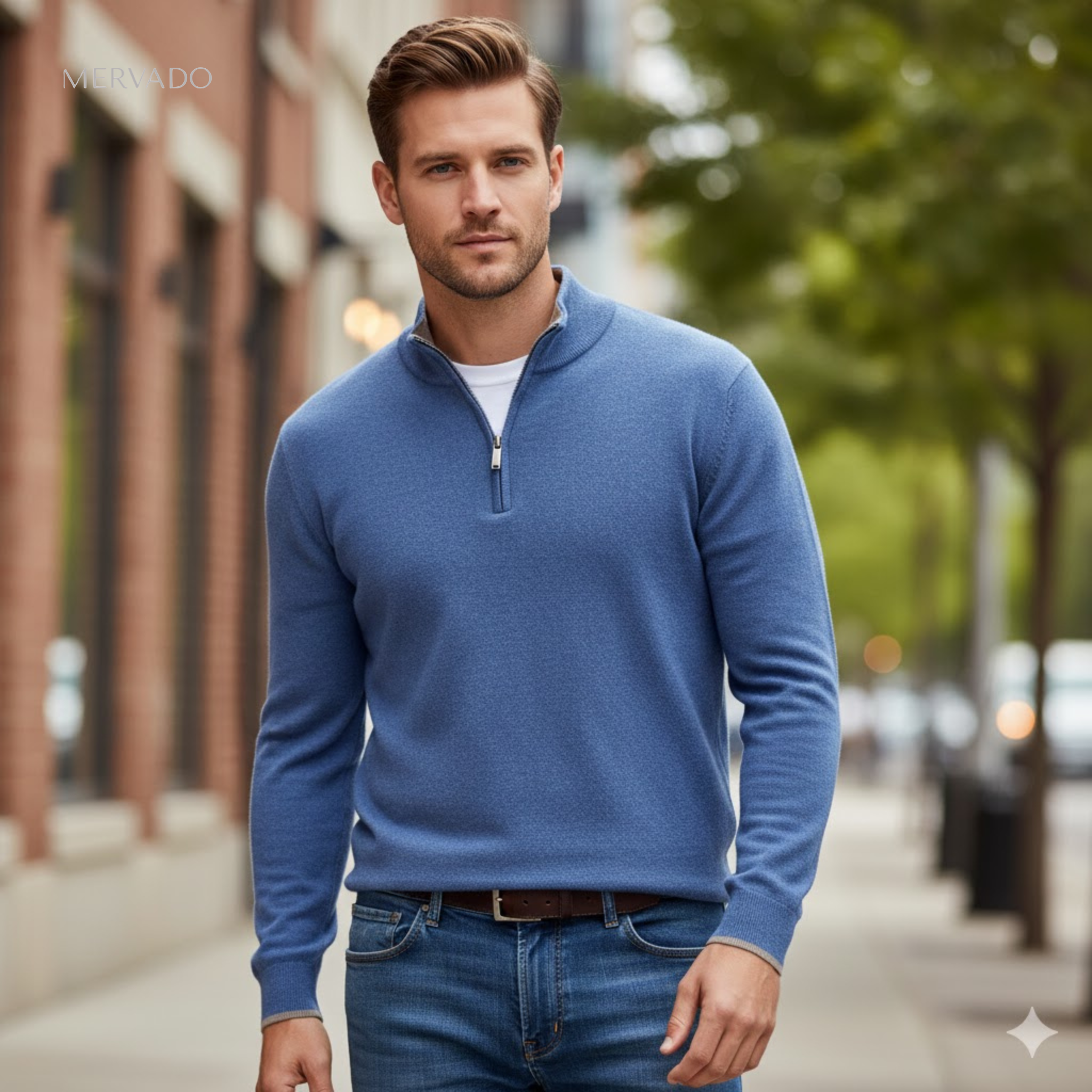 Gebreide trui met halve rits voor heren - stijlvolle trui met opstaande kraag voor wintercomfort