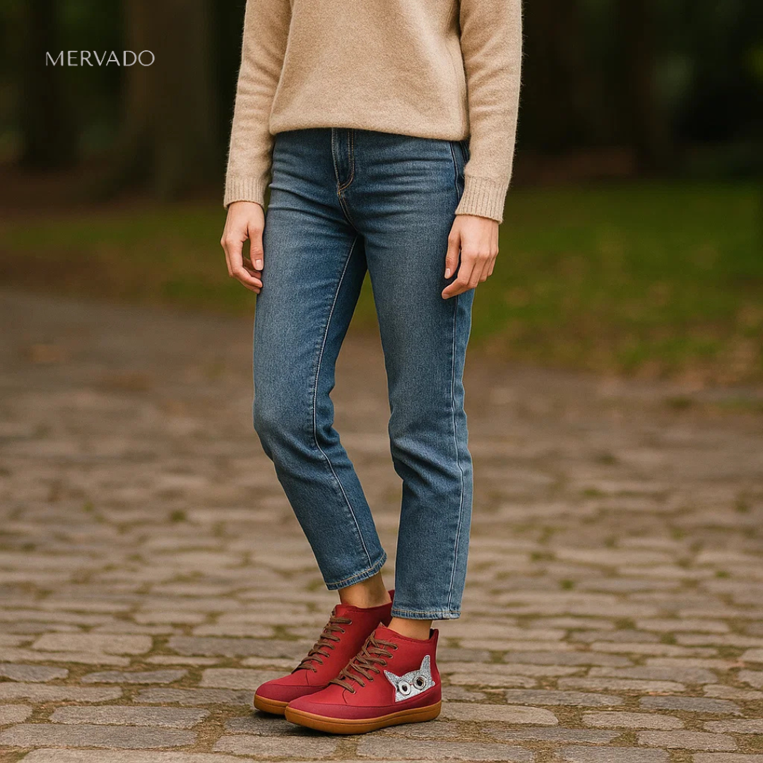 Bottes en cuir à imprimé chat – Confortables et douillettes pour les amoureux des animaux stylés